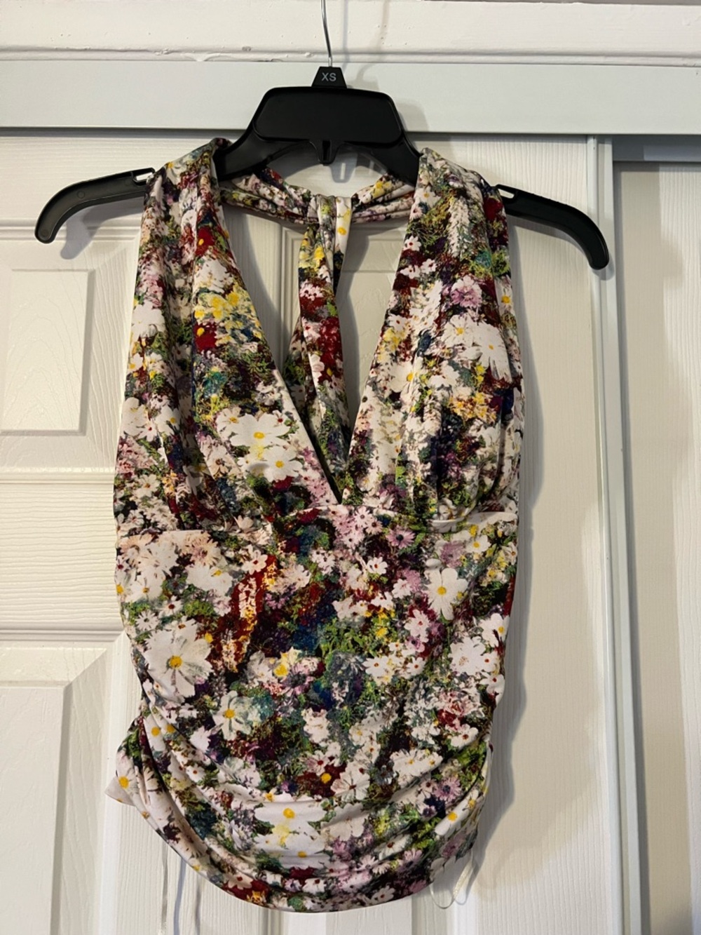 Guess Floral Halter Camisole - White with Multicolor Floral Print